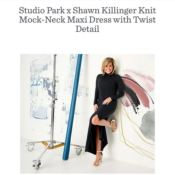 Never worn, Studio Park black maxi dress with large slit , side rouching size SP - Picture 1 of 4